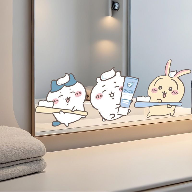 Home Bathroom Accessories - Hot Chiikawa Mirror Stickers Strong Adhesive