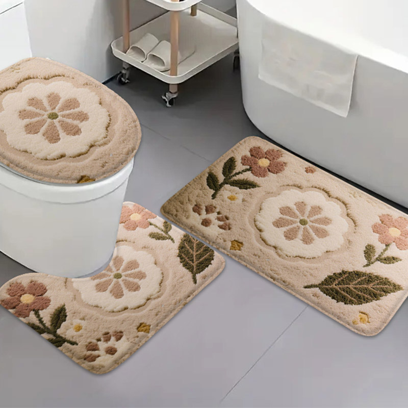 Zara Home Bathroom Mat - 3pcs Korean Style Home Toilet U-Shaped