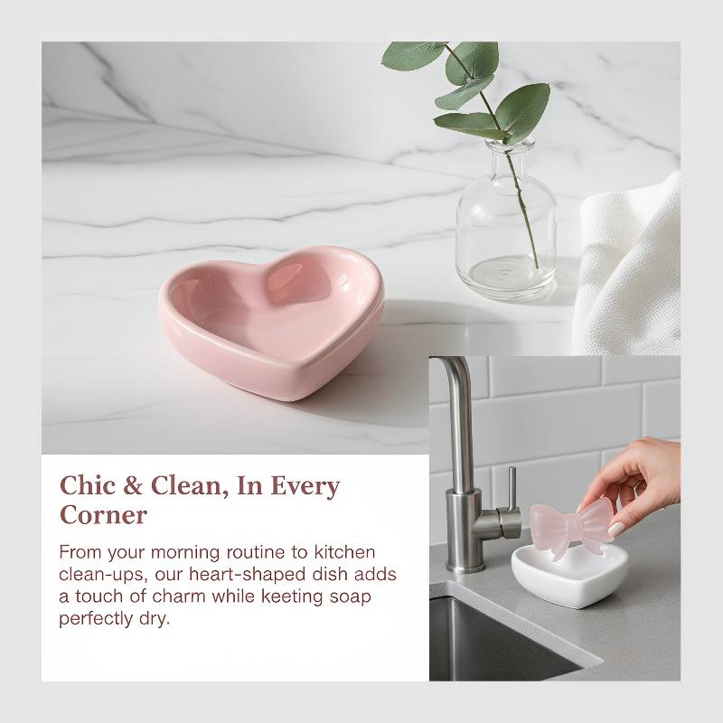 Cute Bow Heart Shaped Ceramic  - огляд і ціна Home Bathroom Vanity