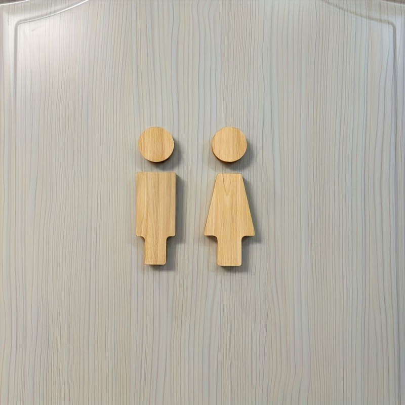 2PCS Wooden Bathroom Sign for  - огляд і ціна Home Bathroom Accessories