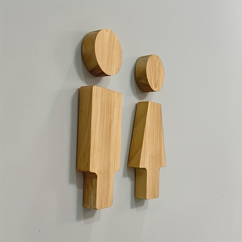 2PCS Wooden Bathroom Sign for  - огляд і ціна Home Bathroom Accessories