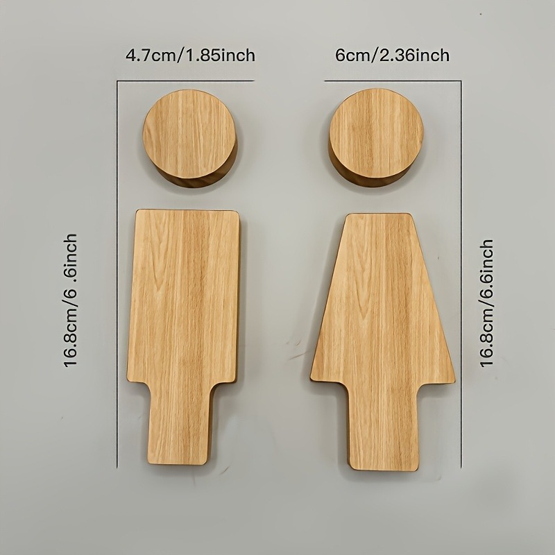 2PCS Wooden Bathroom Sign for  - огляд і ціна Home Bathroom Accessories