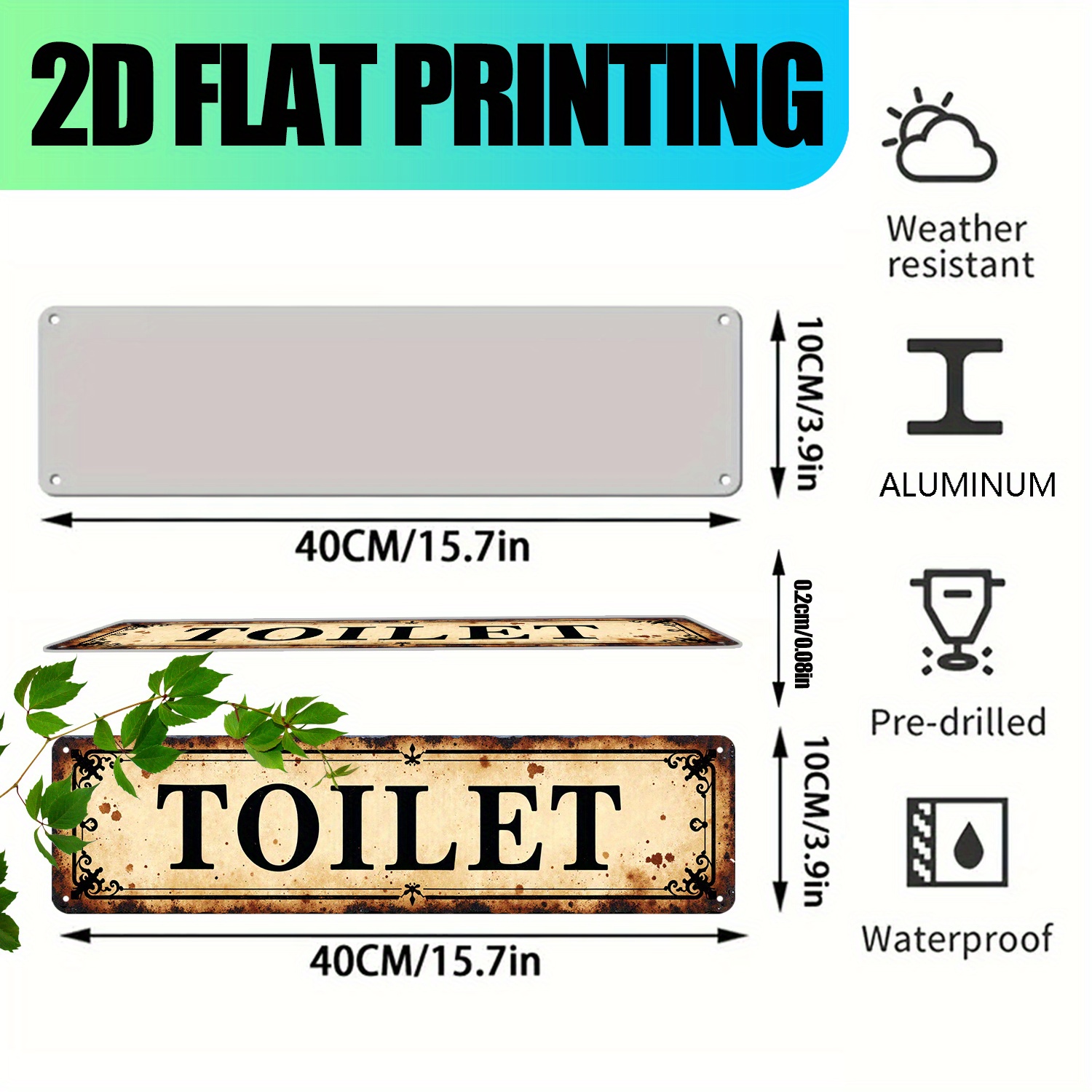 2D Flat, Vintage Aluminum Wall - огляд і ціна Home Bathroom Wall Decor