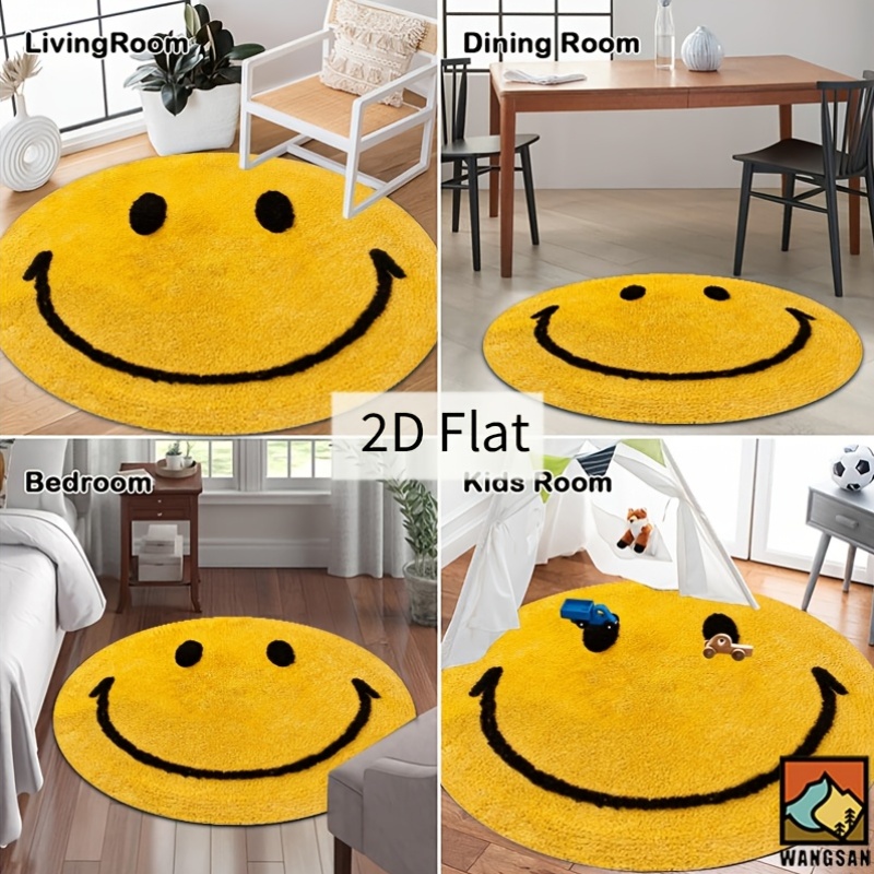 2D Round Flannel Rug Smiley Fa - огляд і ціна Home Bathroom Rugs