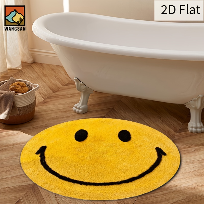 2D Round Flannel Rug Smiley Fa - огляд і ціна Home Bathroom Rugs