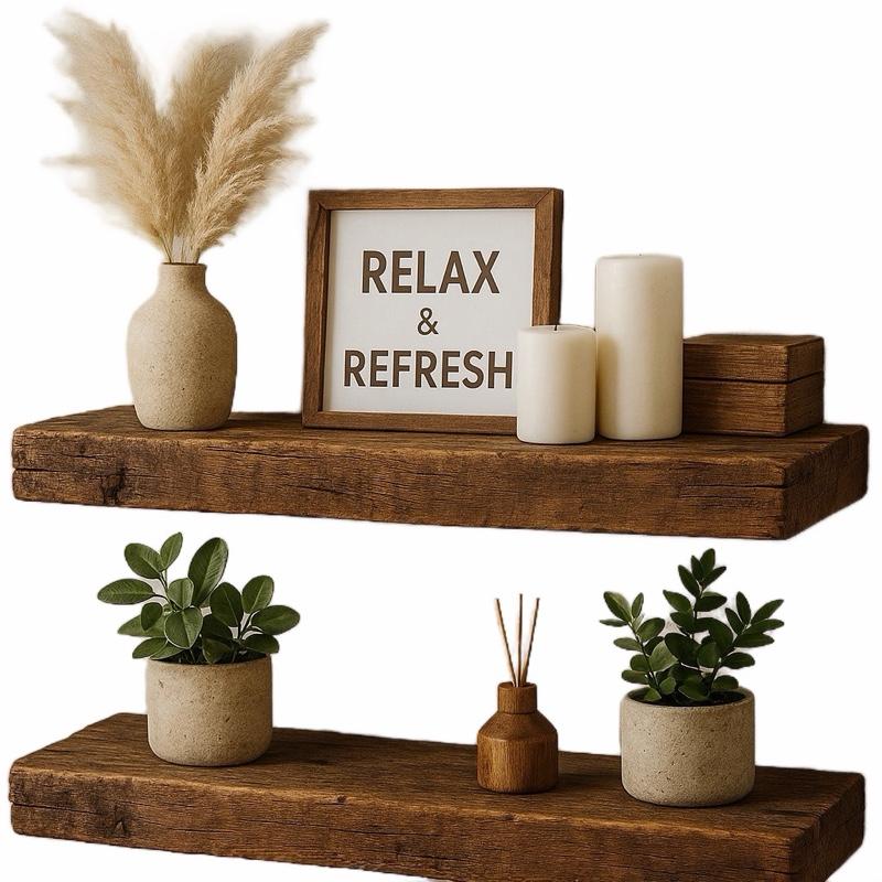 2Pcs Rustic Wood Floating Shel - огляд і ціна Home Bathroom Shelf